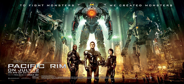 The cast and robots of Pacific Rim